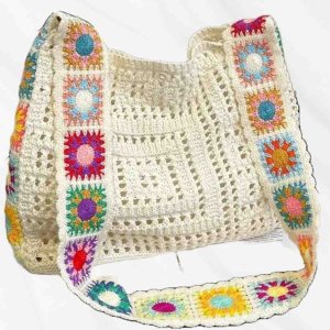 White Crochet Bag for Women