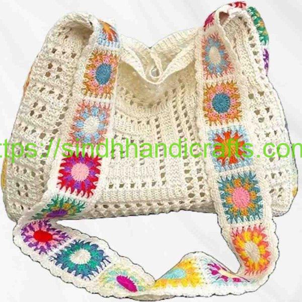 White Crochet Bag for Women