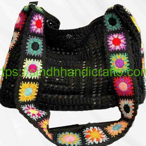 Black Crochet Bag Design for Women