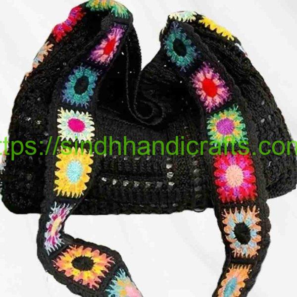 Black Crochet Bag Design for Women