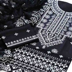Classic Embroidered Black Dress