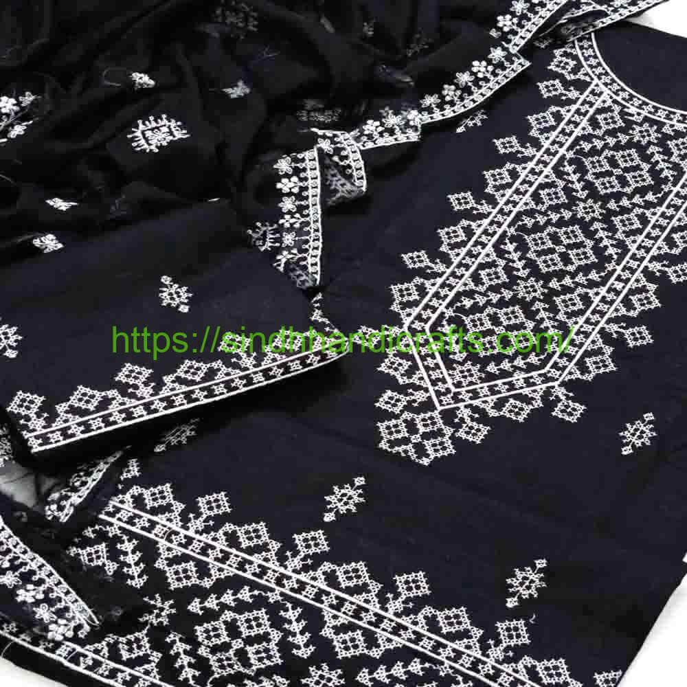 3 Piece Embroidered Dress for Women 23 Latest Black Dress Design