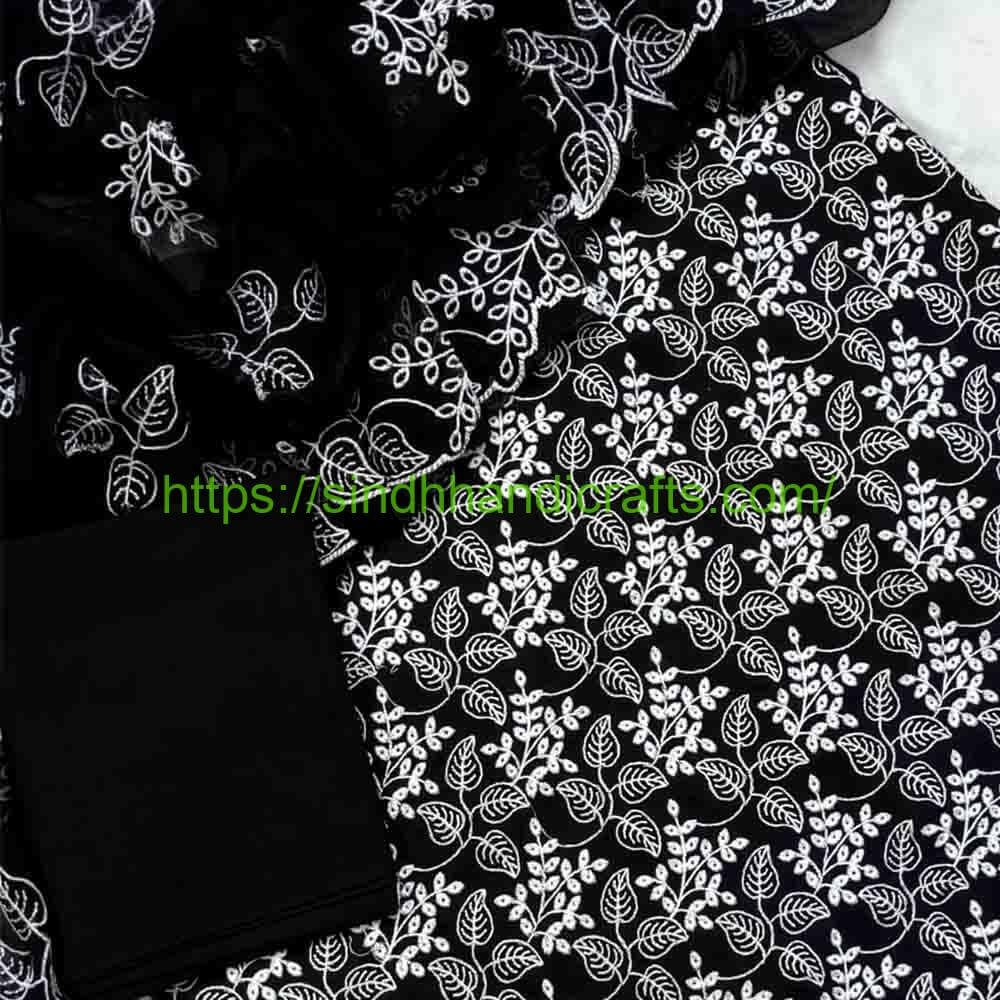 3 Piece Embroidered Dress for Women 35 Sindhi Jaal Embroidered Dress for Girls