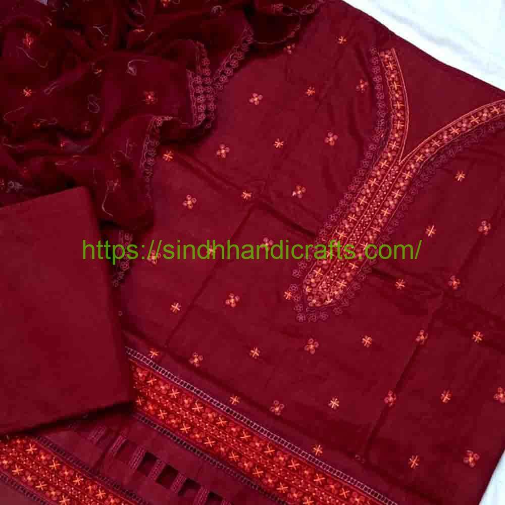3pc Hand Embroidered Suit 32 Modern Sindhi Dress