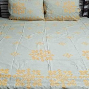 Sindhi Aari Work Bed Sheets (with 2 Pillow Covers)
