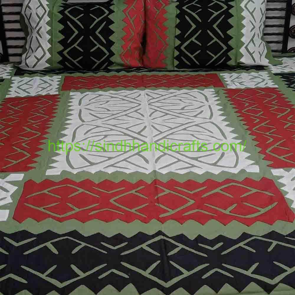 Applique Bedsheet 14a Unique Applic Work Bedsheets (with 2 Pillow Covers)