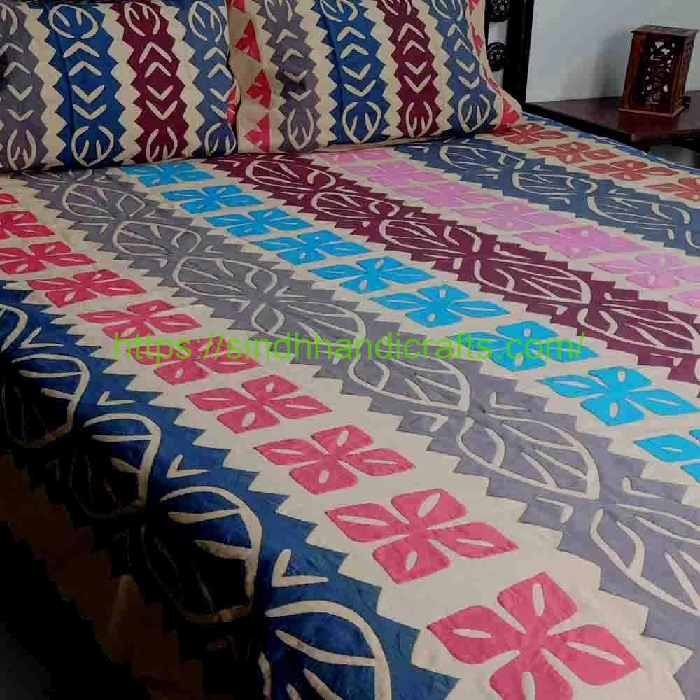 Applique Bedsheet 15b Latest Applic Design Bedsheet (with 2 Pillow Covers)