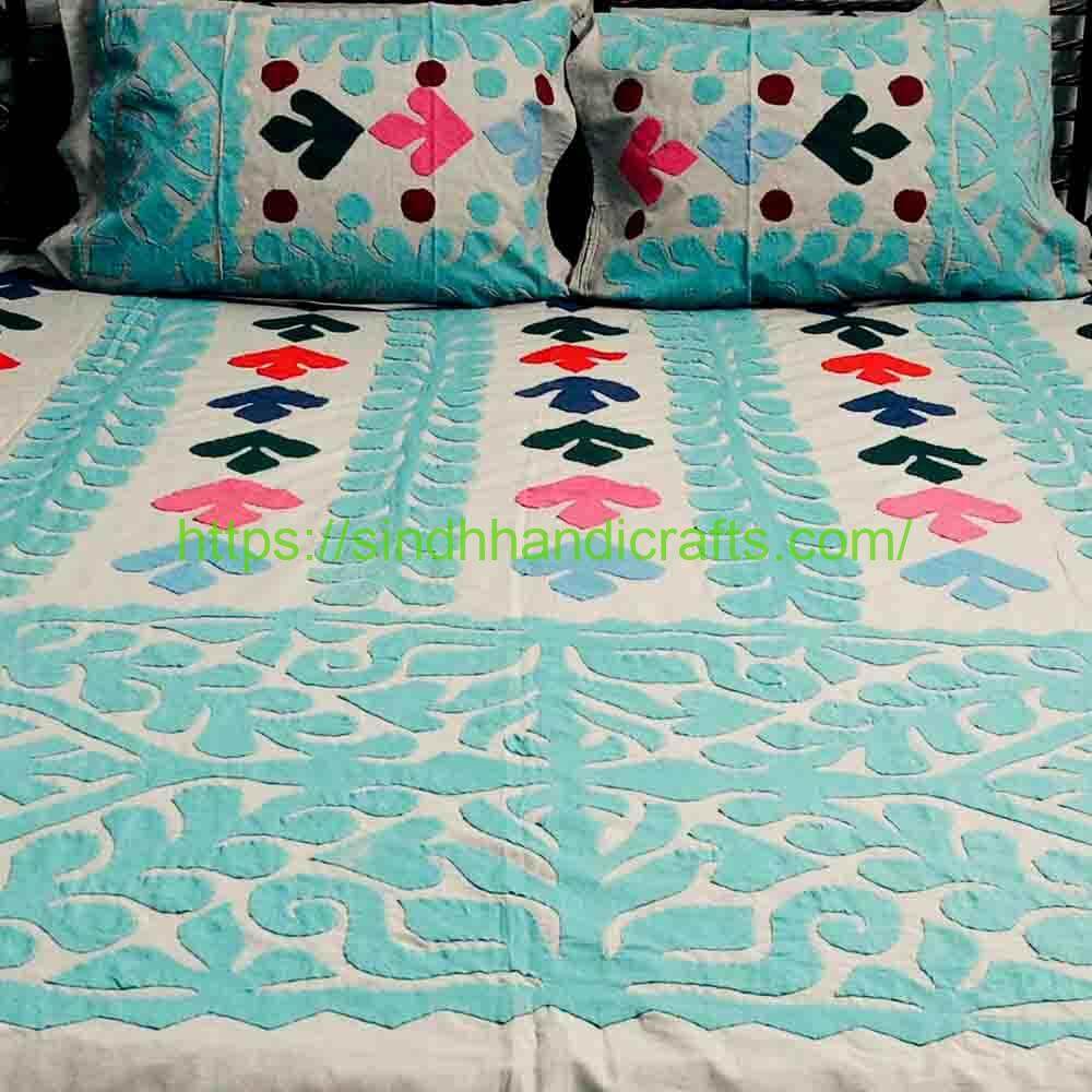 Applique Bedsheet 20a Applique Work Bedsheets (with 2 Pillow Covers)