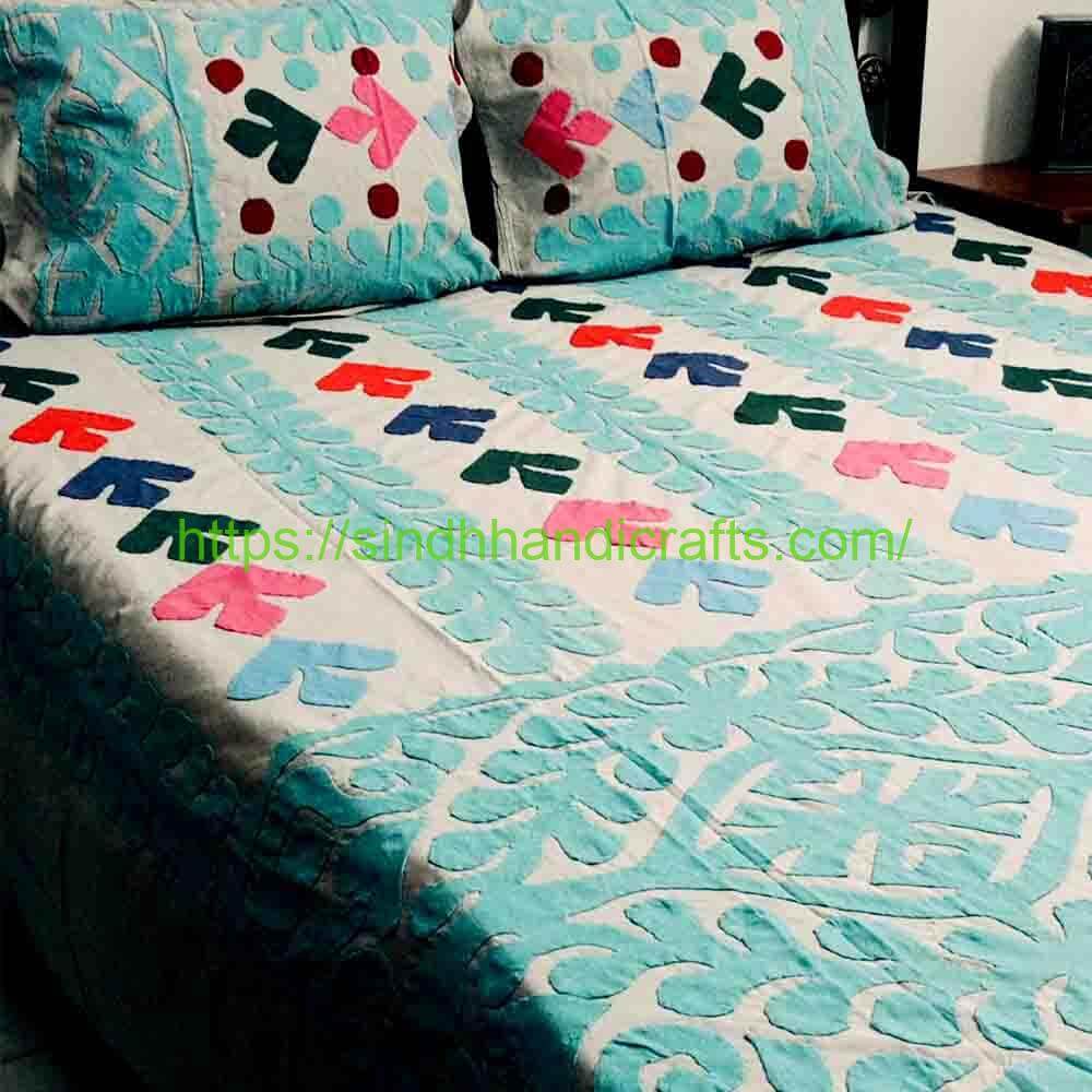 Applique Bedsheet 20b Applique Work Bedsheets (with 2 Pillow Covers)