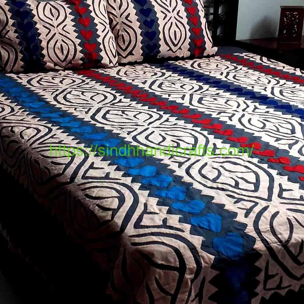 Applique Bedsheet 28b Latest Applic Design Bedsheet (with 2 Pillow Covers)