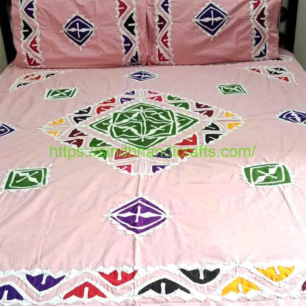 Applique Bedsheet 31a Sindhi Applic Bed Sheet Design (with 2 Pillow Covers)