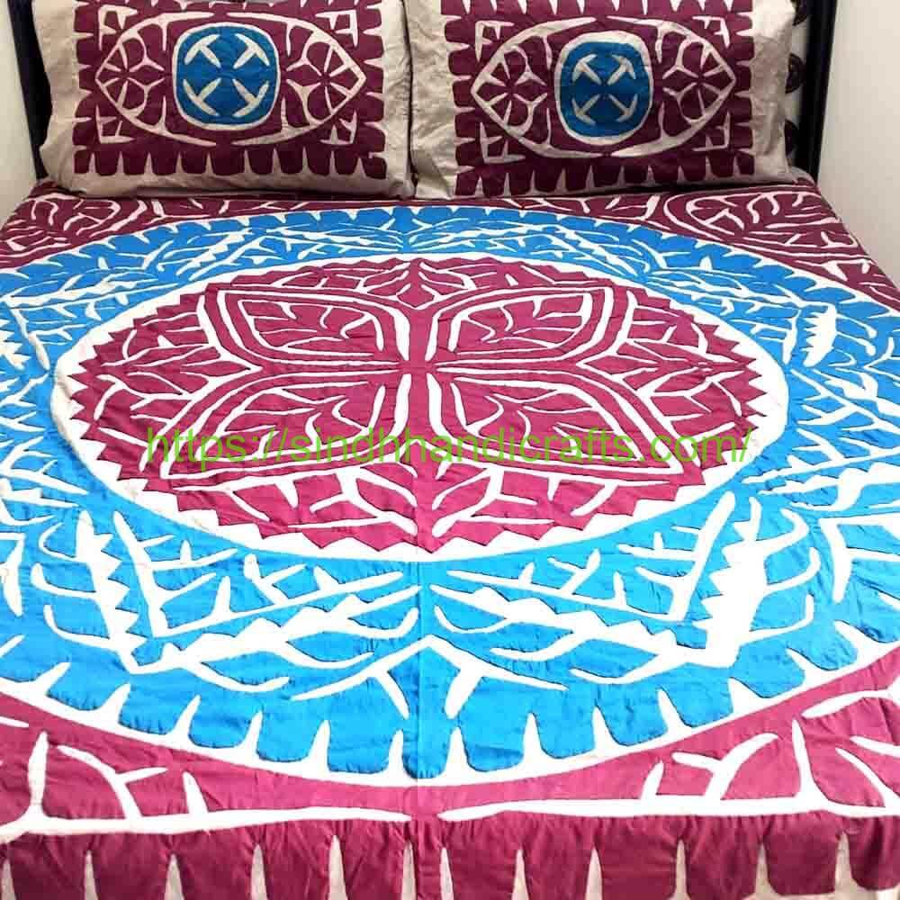 Applique Bedsheet 32a Applique Work Bedsheets (with 2 Pillow Covers)