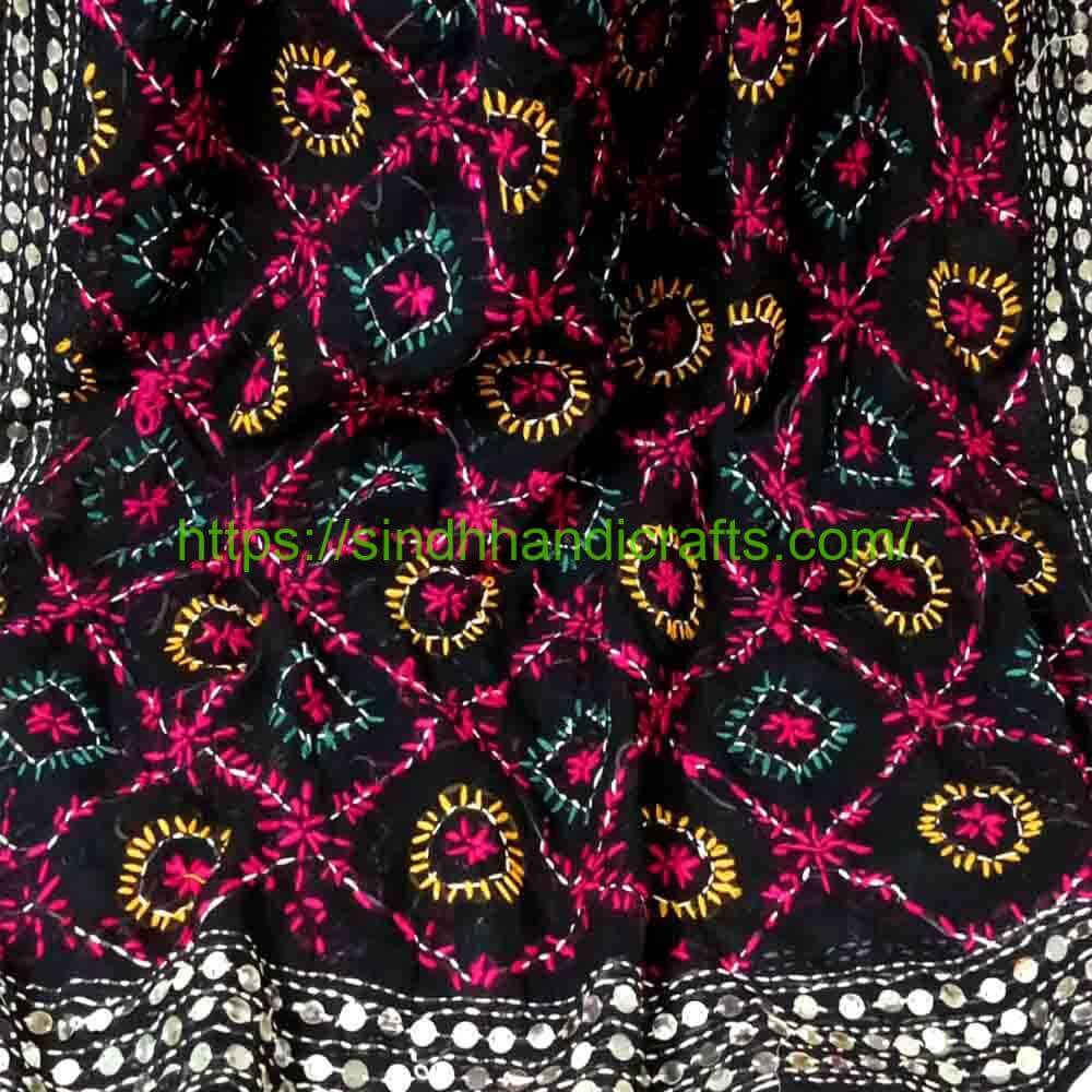 Handmade Phulkari Dupatta 13b Classic Black Phulkari Dupatta
