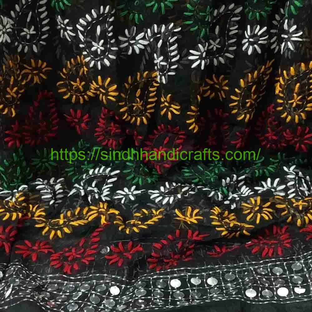 Handmade Phulkari Dupatta 15a Classic Black Phulkari Dupatta