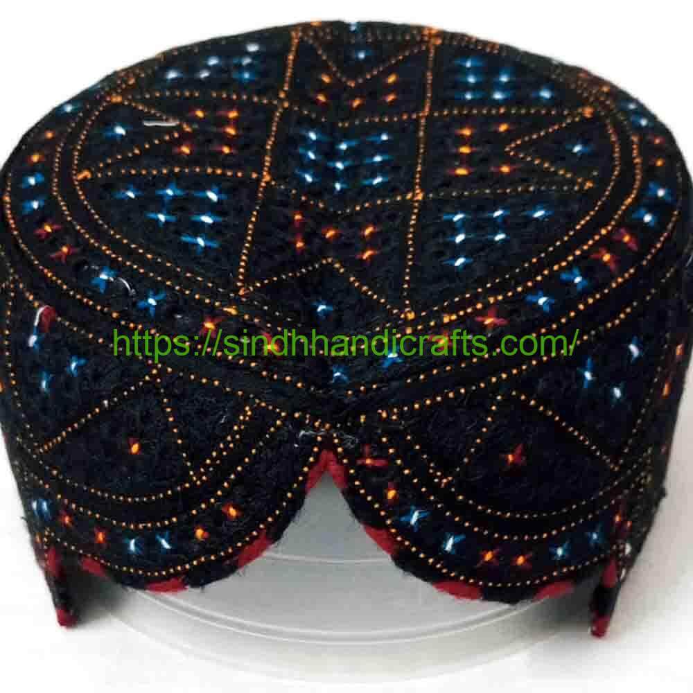 Handmade Sindhi Topi 8a Sindhi Topi Black Color