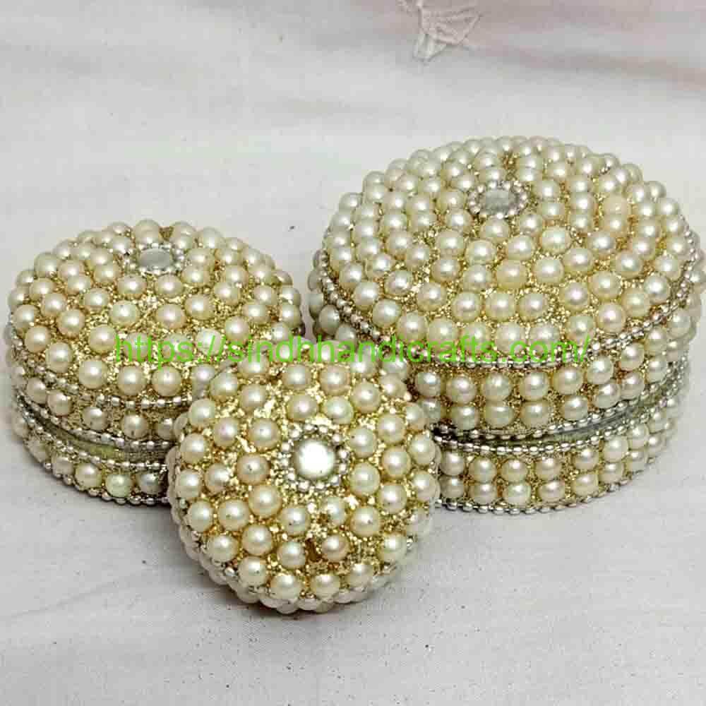 Pearl Beaded Jewel Case 5a Handcrafted Fancy Mini Jewelry Box