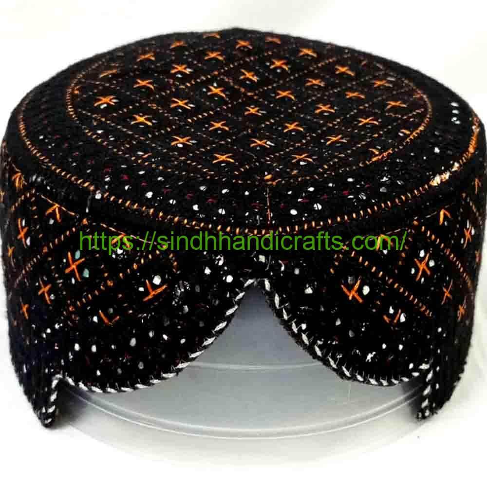 Sindhi Topi 16a Black Sindhi Cap Online