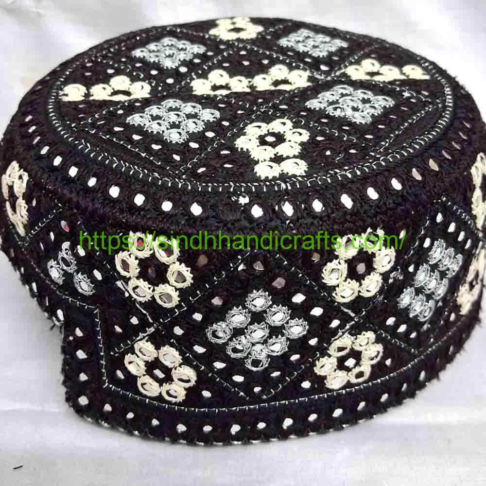 Sindhi Topi 23b Black Sindhi Cap Online