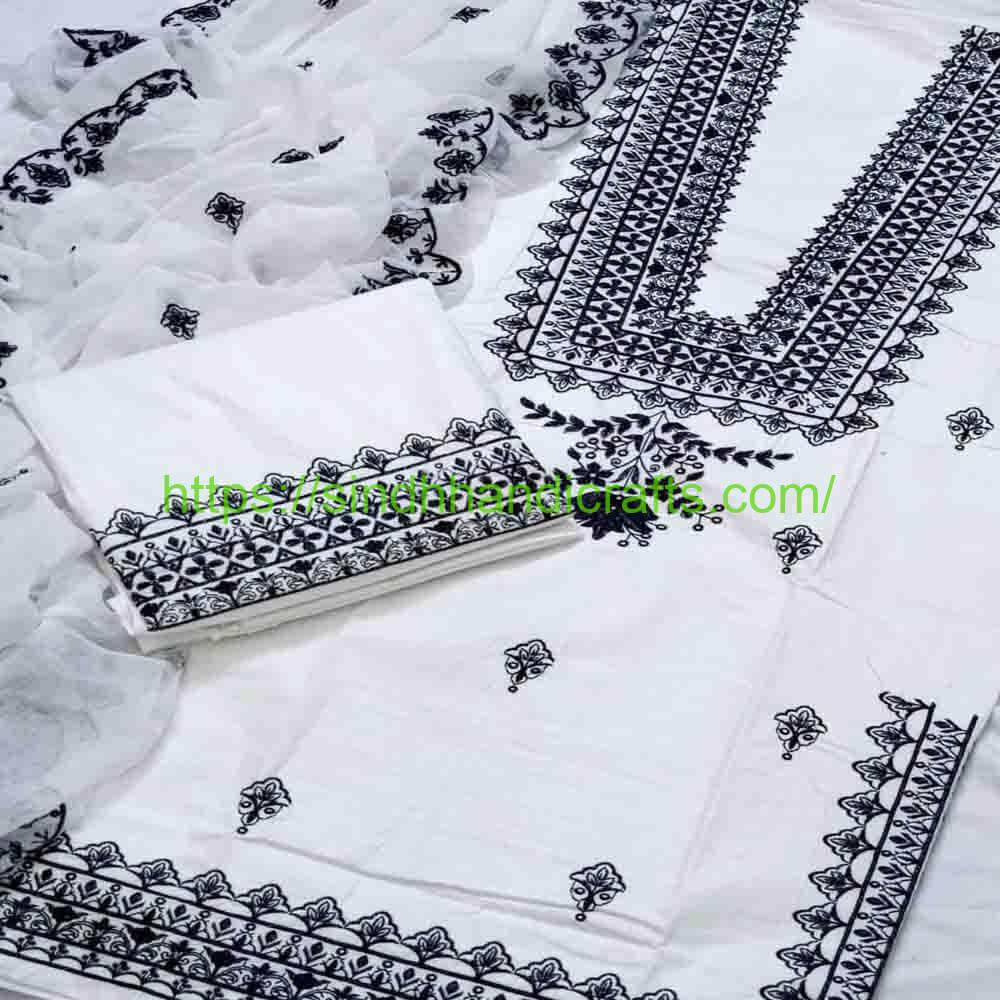 3 Piece Embroidered Dress for Women 27 Classic White Embroidered Dress for Women