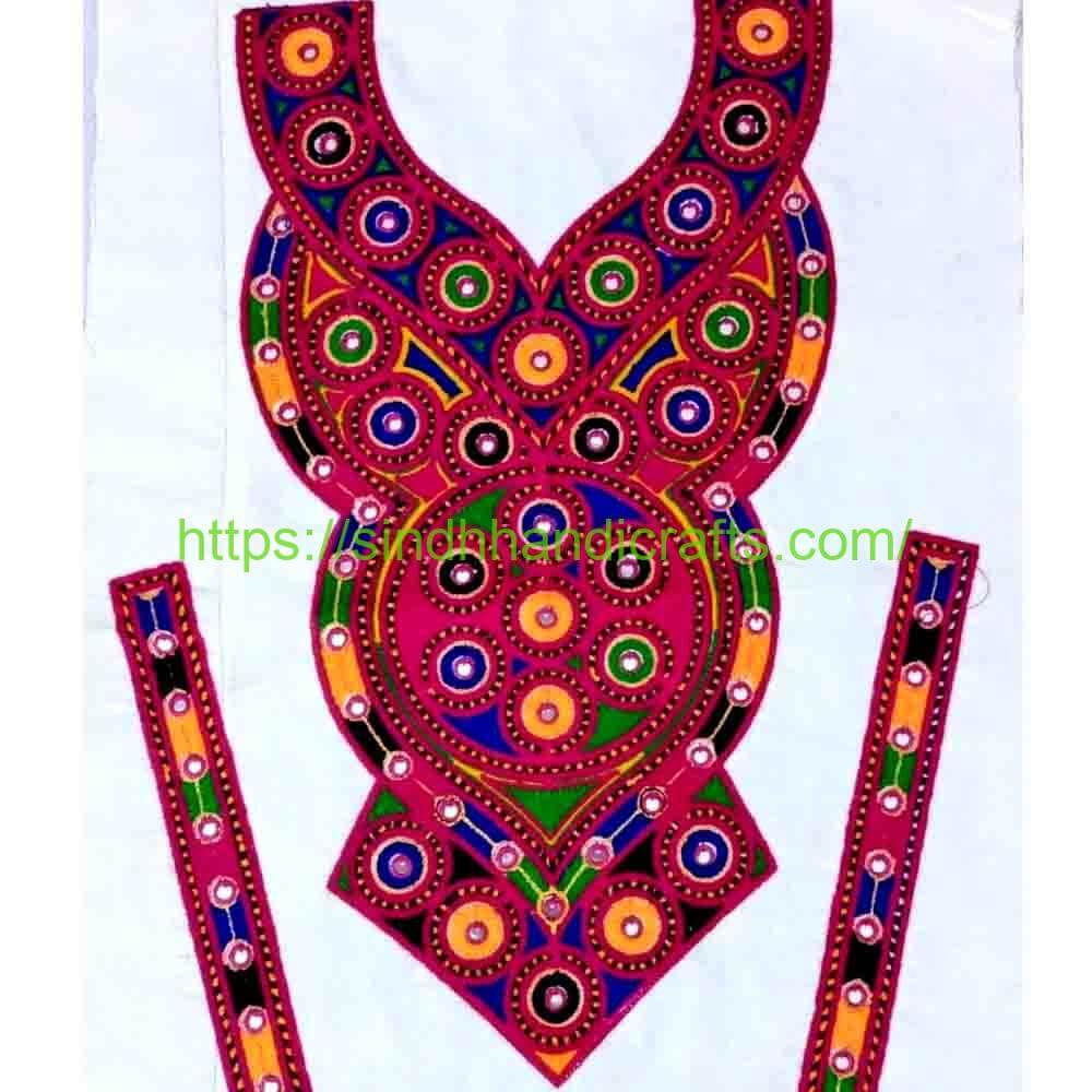 Neck Design Large 20 Sindhi Gala Embroidery (Neck with Cuff set)