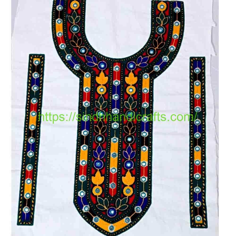 Neck Design Large 21 Colorful Embroidery Gala Design with Cuff set
