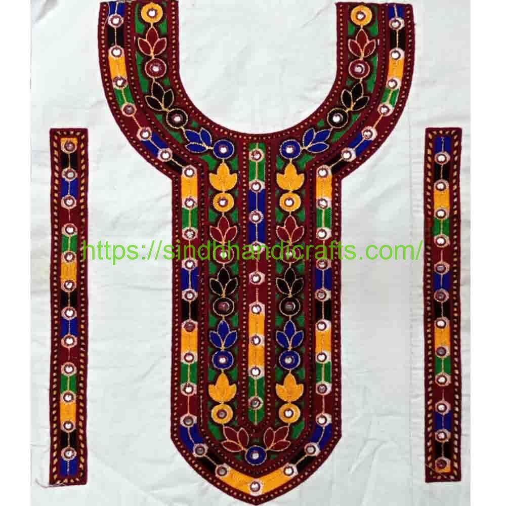 Neck Design Large 28 Colorful Embroidery Gala Design with Cuff set