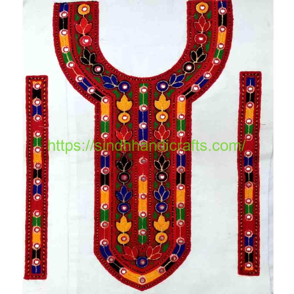 Neck Design Large 30 Sindhi Gala Embroidery (Neck with Cuff set)