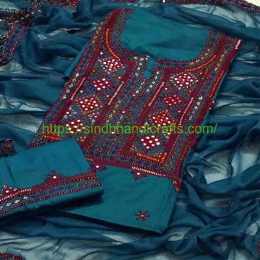 3pc Hand Embroidered Balochi Dress 10 Graceful Balochi Embroidery Dress for Women