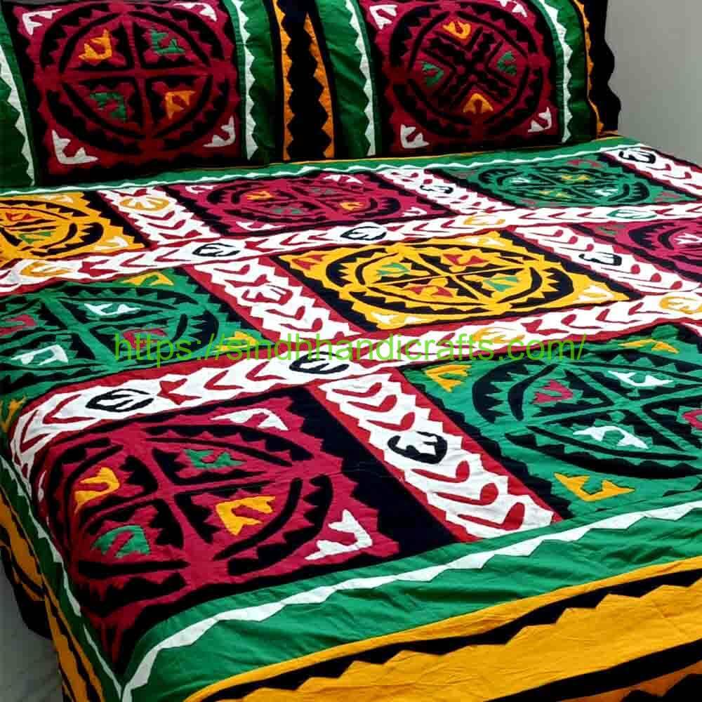 Rilli 13b Rilli Sindhi Bed Sheets with 2 Pillow Covers