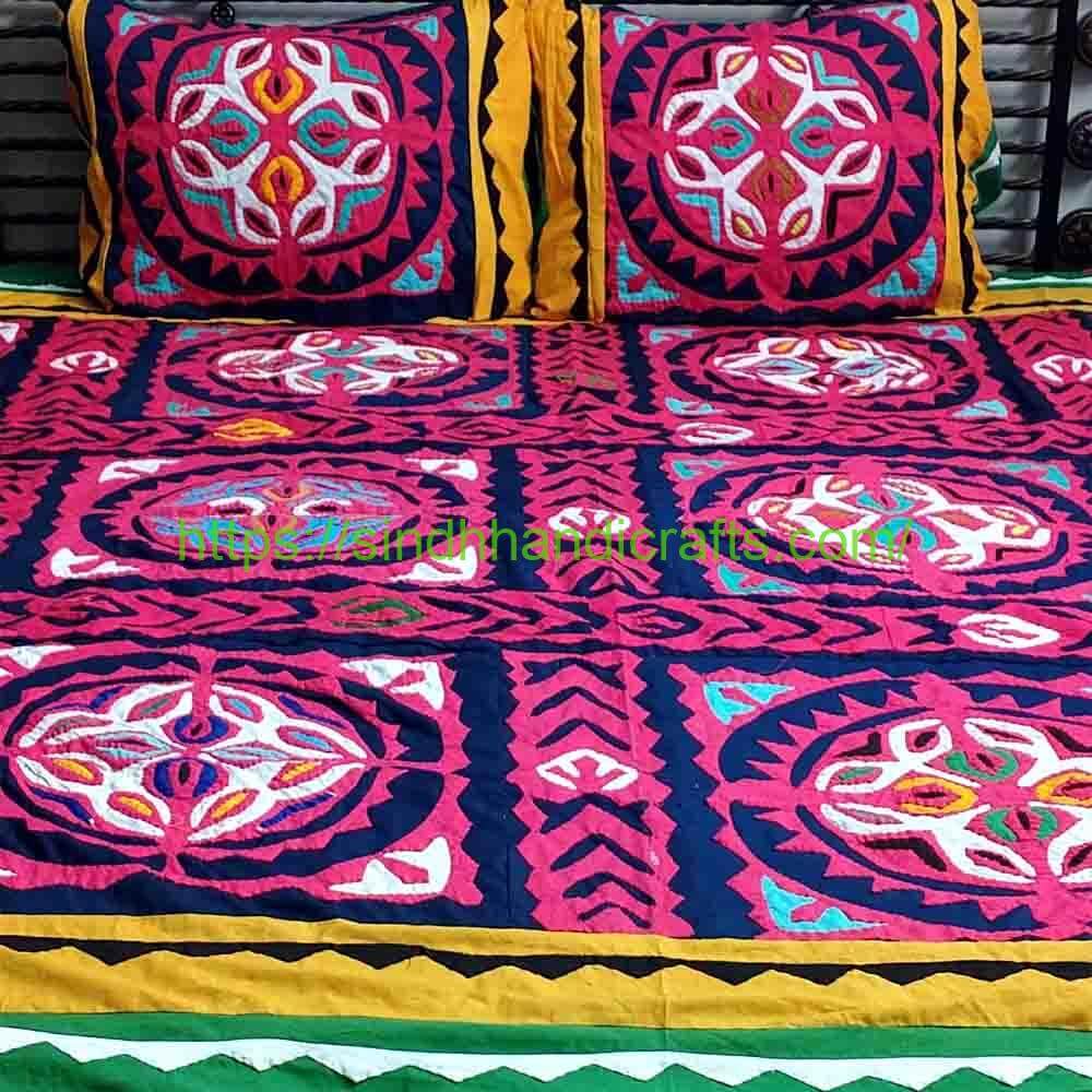 Rilli 3a Sindhi Colorful Rilli Bed Sheet with 2 Pillow Covers