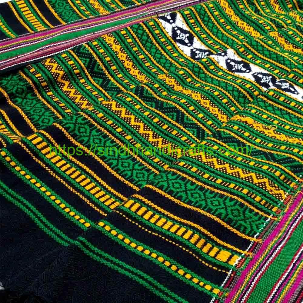 Woolen Shawl for Men 1a Thari Black Woolen Shawl for Men with Sindhi Embroidery