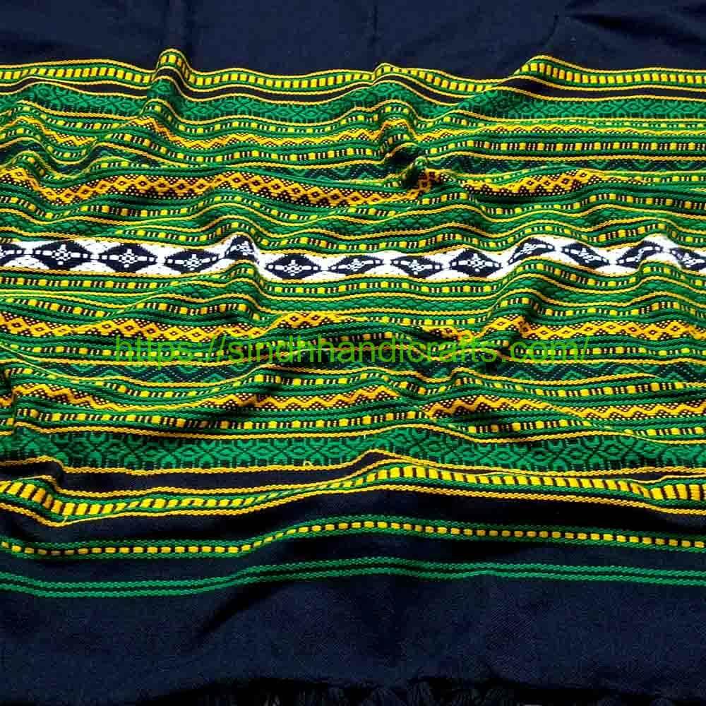 Woolen Shawl for Men 1b Thari Black Woolen Shawl for Men with Sindhi Embroidery