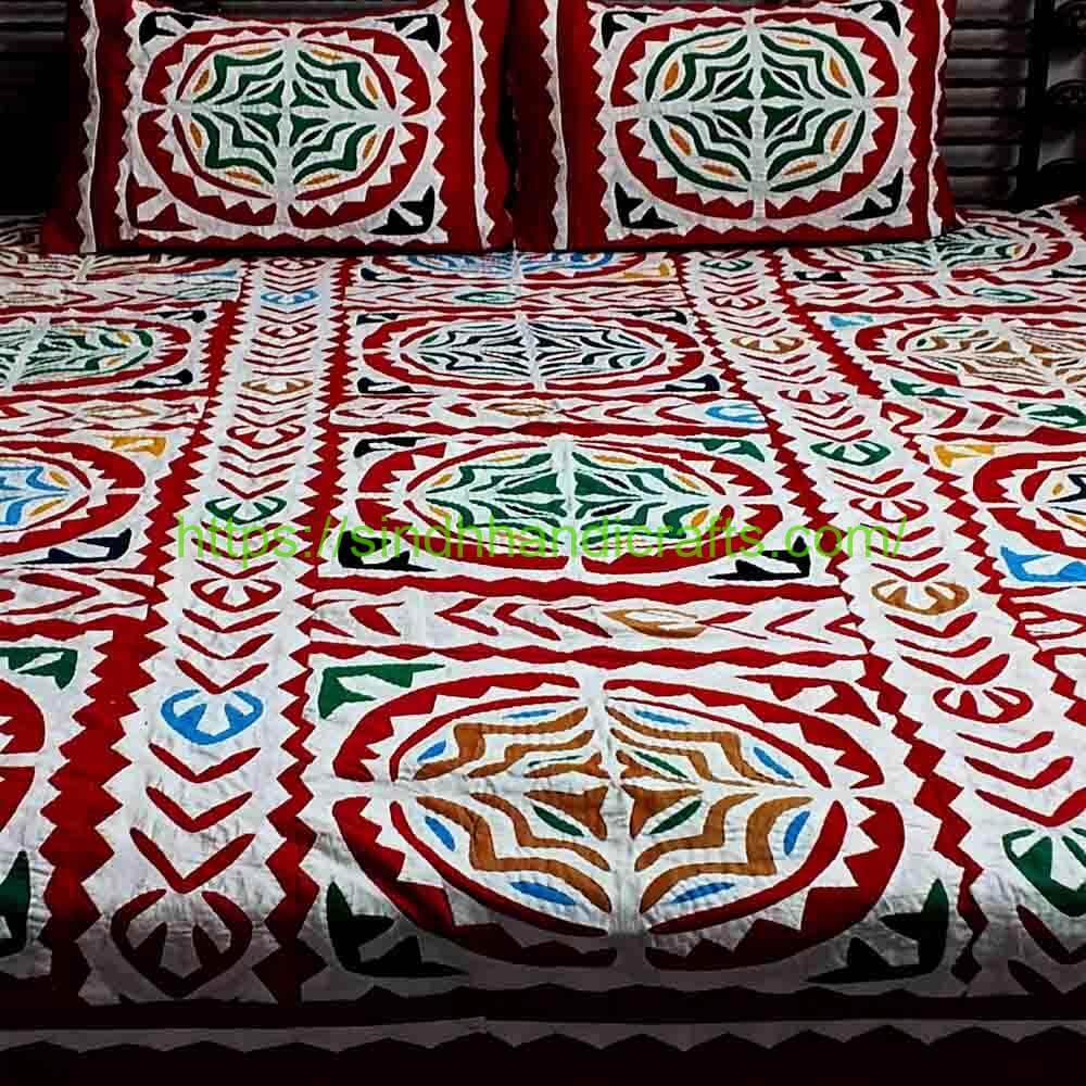 Rilli 4a Rilli Sindhi Bed Sheets with 2 Pillow Covers