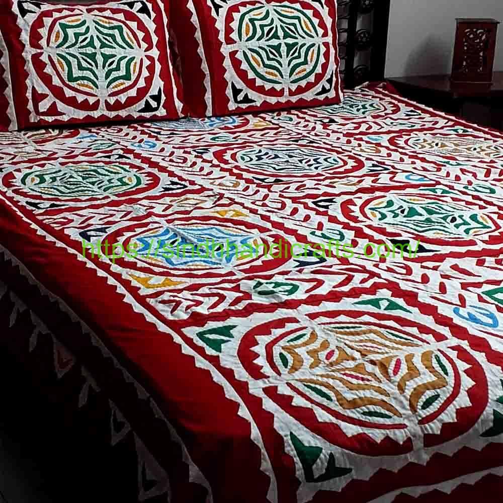 Rilli 4b Rilli Sindhi Bed Sheets with 2 Pillow Covers