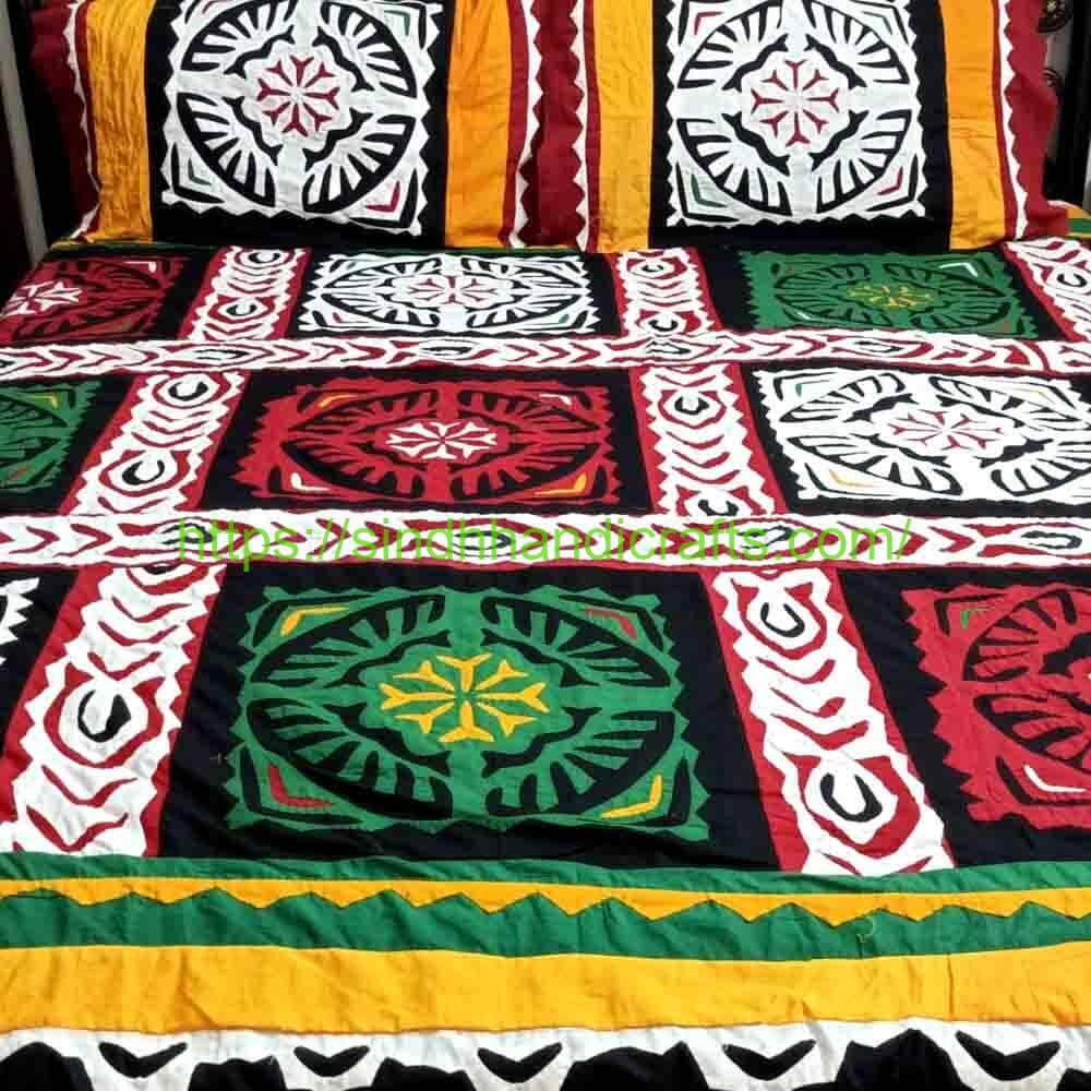 Rilli 9a Rilli Sindhi Bed Sheets with 2 Pillow Covers