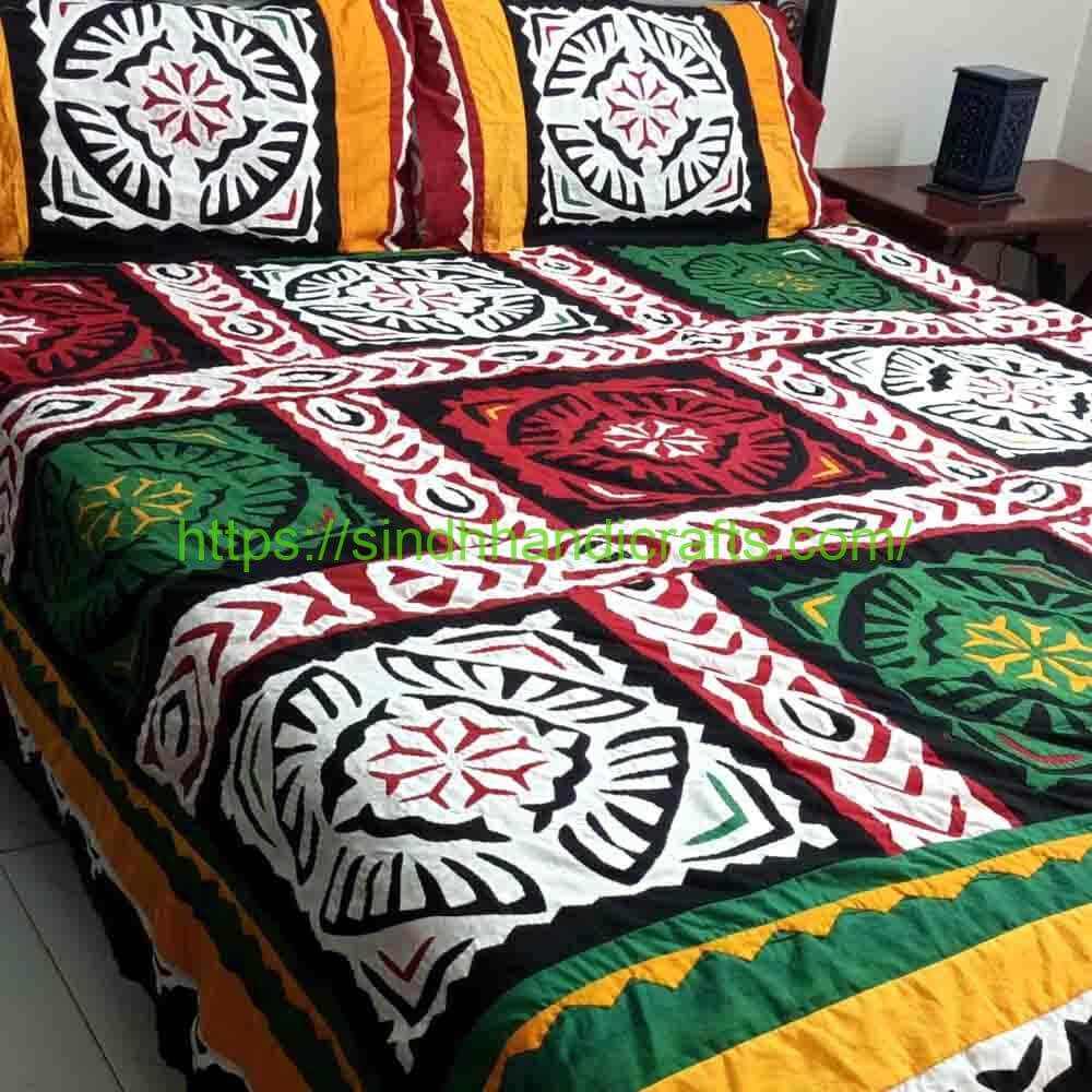 Rilli 9b Rilli Sindhi Bed Sheets with 2 Pillow Covers