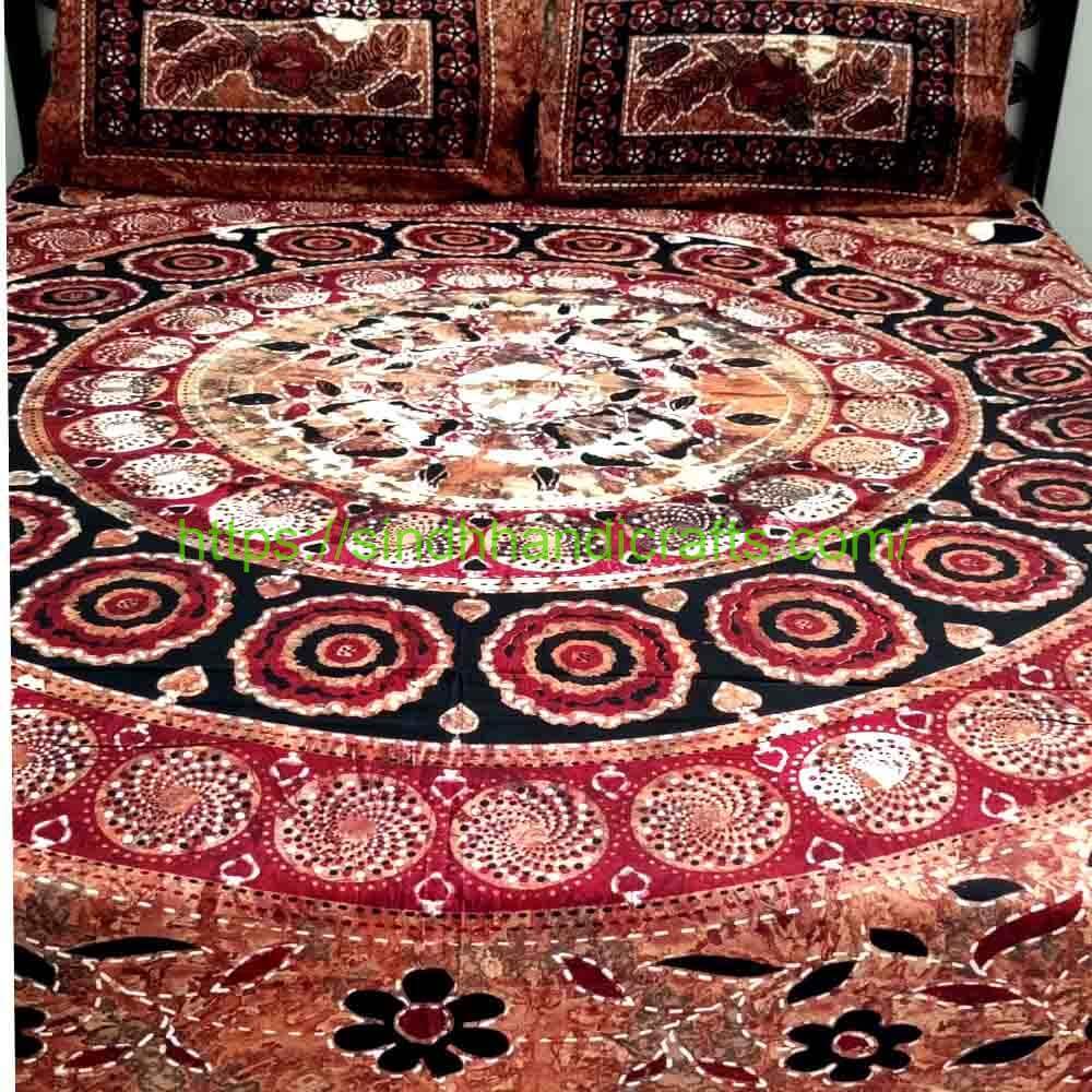 Tie and Dye Bed Sheet 1a Sindhi Tie and Dye Bed Sheet with 2 Pillow Covers