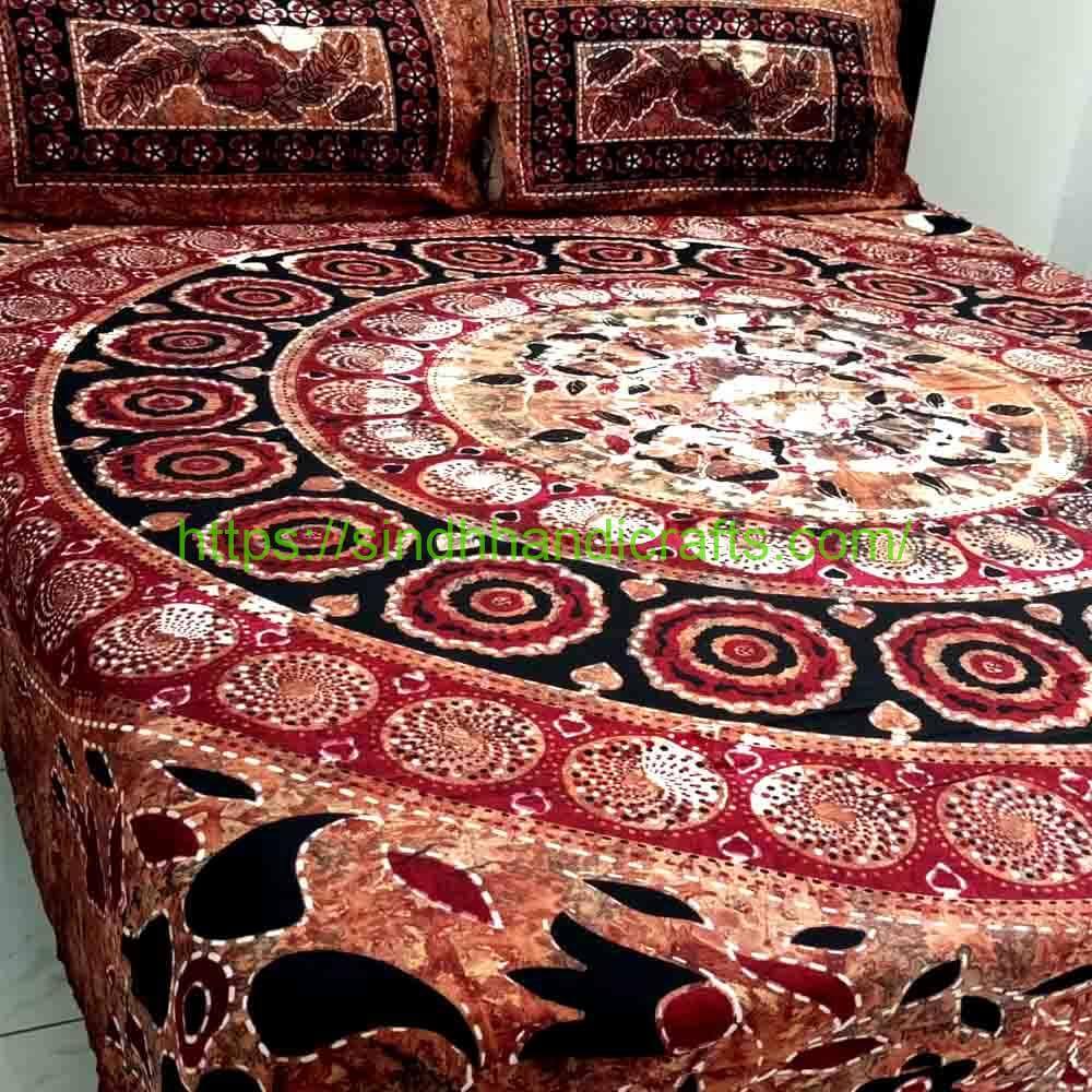 Tie and Dye Bed Sheet 1b Sindhi Tie and Dye Bed Sheet with 2 Pillow Covers