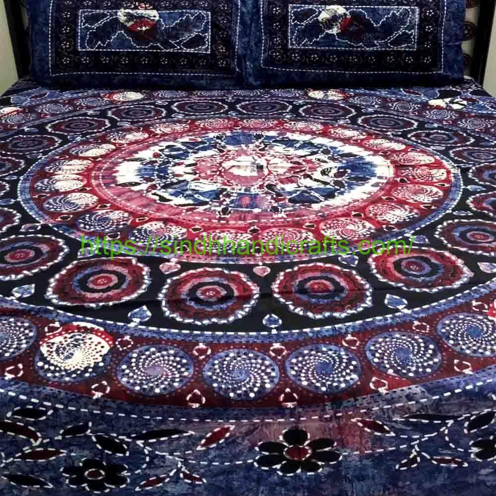 Tie and Dye Bed Sheet 2a Traditional Tie and Dye Bed Sheet Design with 2 Pillow Covers