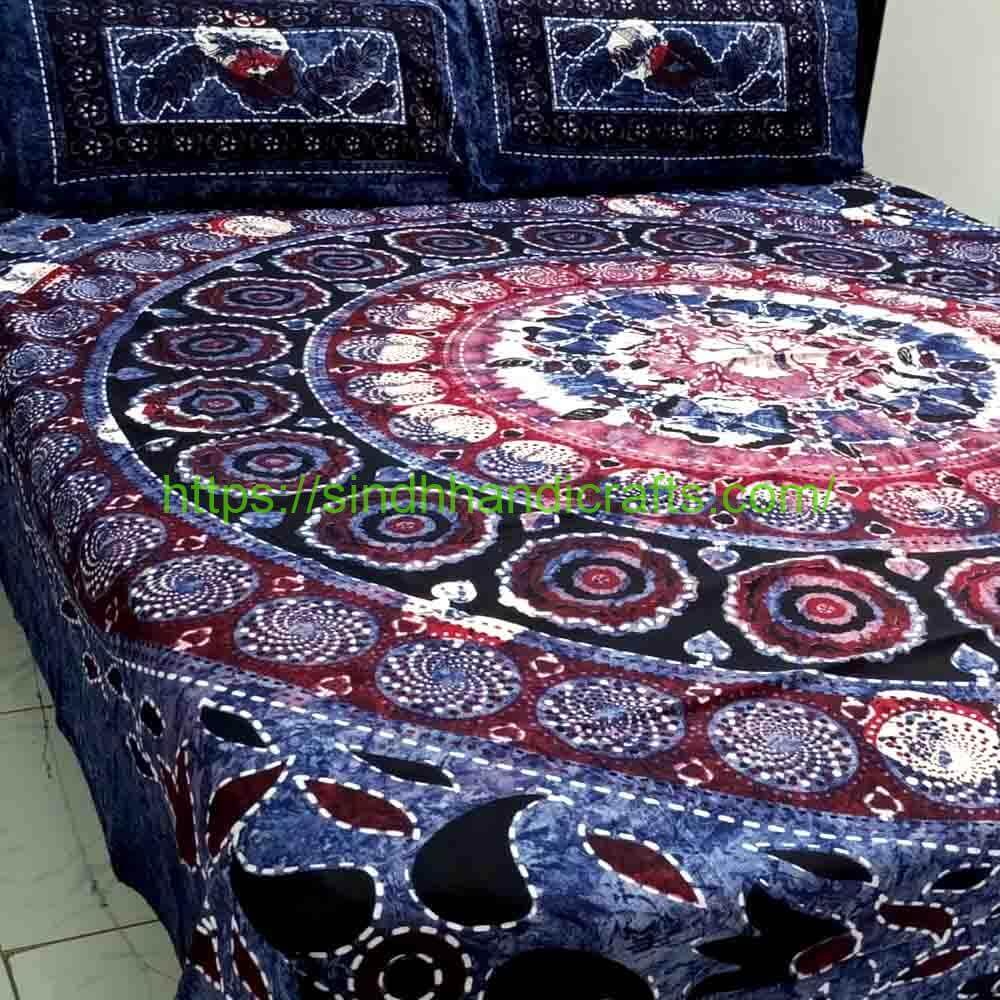 Tie and Dye Bed Sheet 2b Traditional Tie and Dye Bed Sheet Design with 2 Pillow Covers