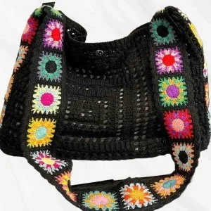 Black Crochet Bag Design for Women